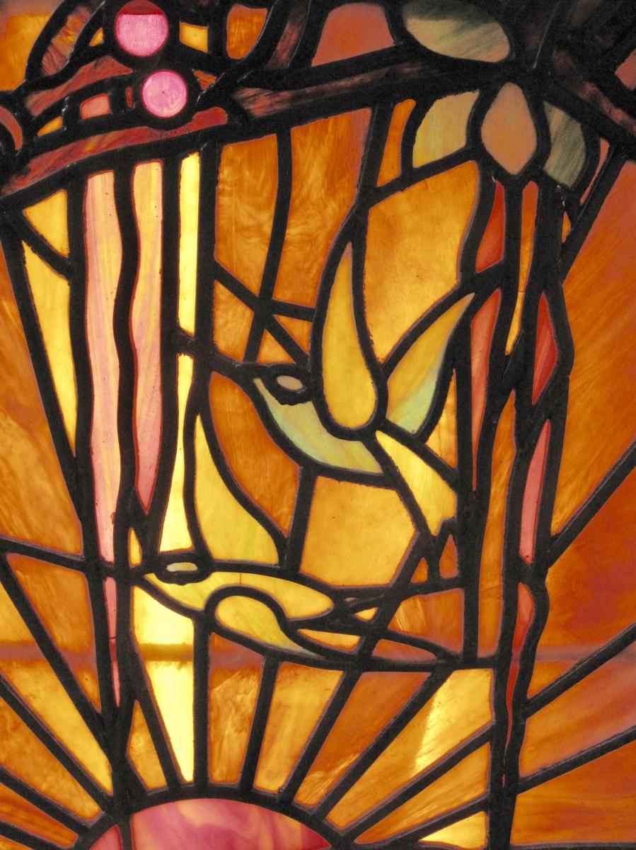Fenêtre De Porte En Verre Plombé Avec Perroquet Et Renard De Style Tiffany-photo-3