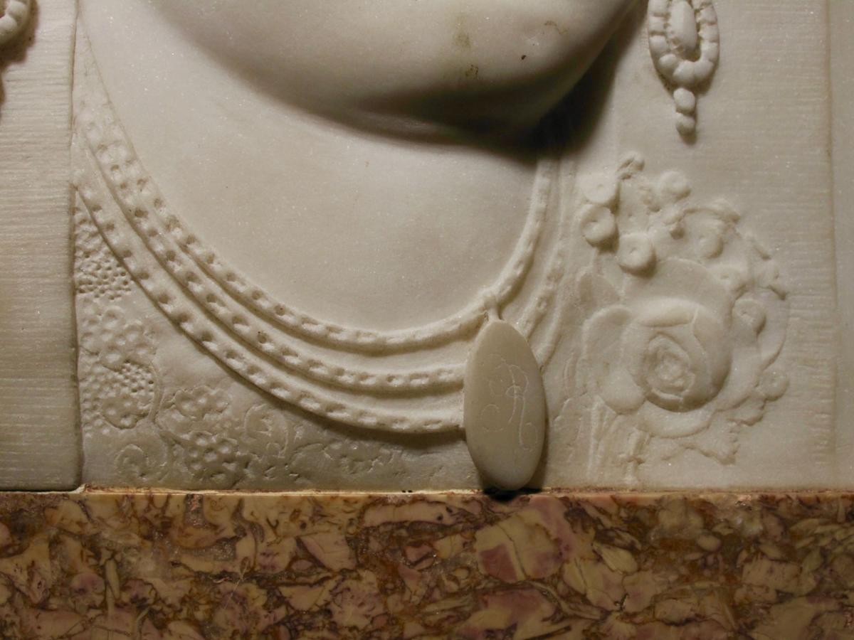 Marble Portret Reliefs Made And Signed By The Sculptor 1818-1894-photo-1