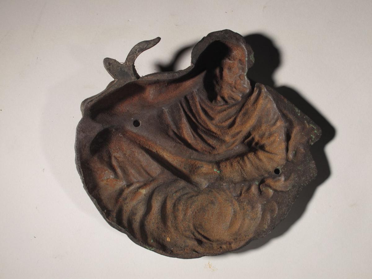 A Very Detailed Fine Cast Iron Relief Of The Evangelist Lucas And Bull.-photo-2