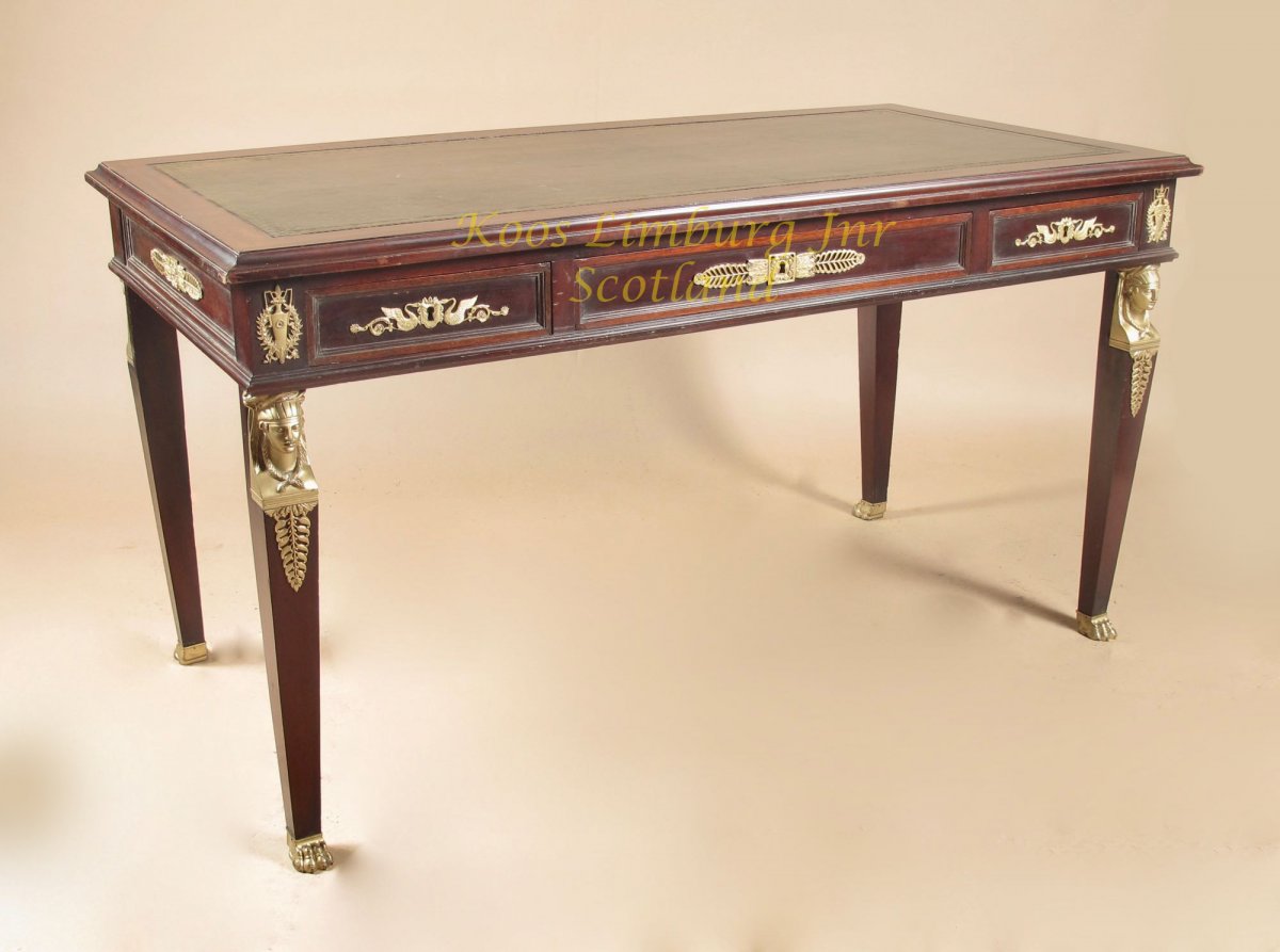 French Mahogany Bureau-plat, Writing Table C.1880 France