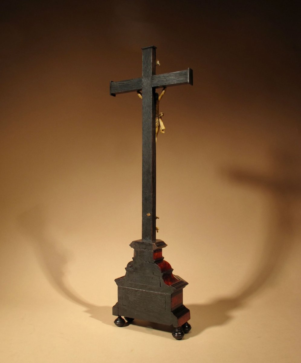 A Fine Ebony And Tortoiseshell Veneered Crucifix Applied With An Bone  Corpus Christi, Franco/f-photo-6