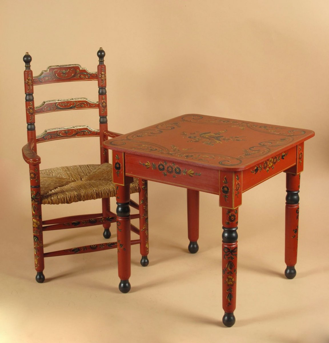 A Beautiful Set Of Original Hindeloopen Child Furniture.-photo-4