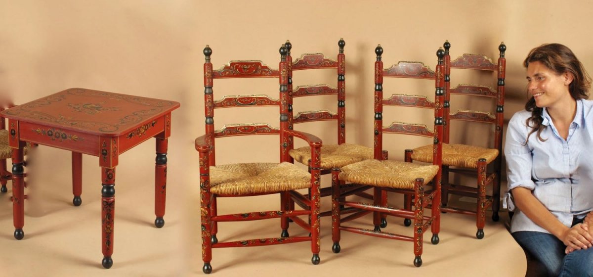 A Beautiful Set Of Original Hindeloopen Child Furniture.