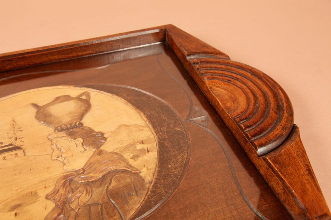 An Art Deco Very Stylish Carved Wooden Tray. Circa 1920-photo-1