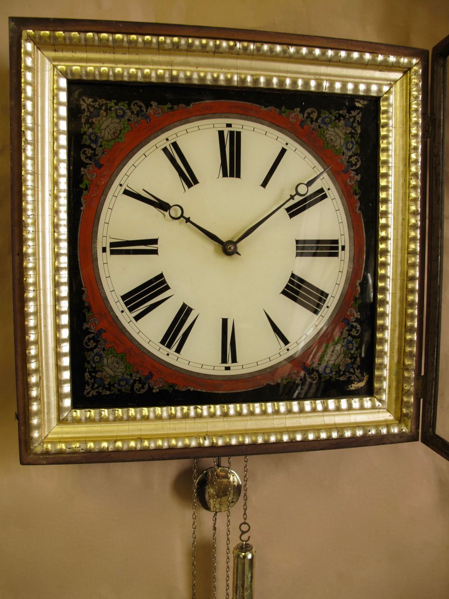 Horloge Murale à Cadran En Verre Peint Noir De La Forêt-noire (verre Eglomise) -photo-1