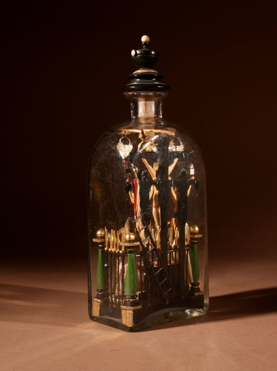 Folk Art Calvary In A Bottle South Germany/ Austrian.-photo-2