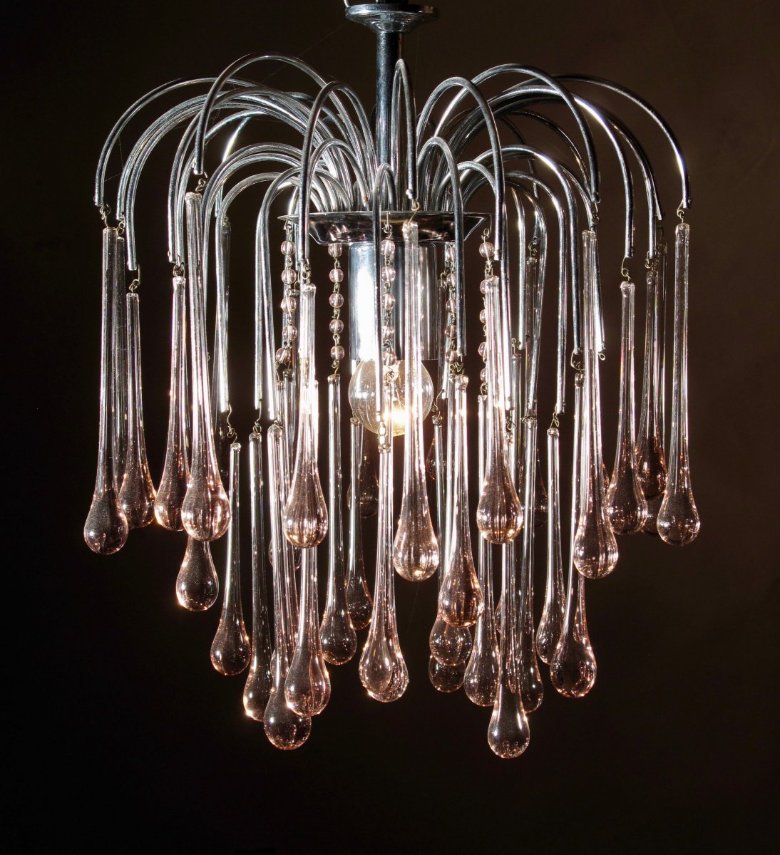 Murano Venini Drop Glass Chandelier, 1960s-photo-2