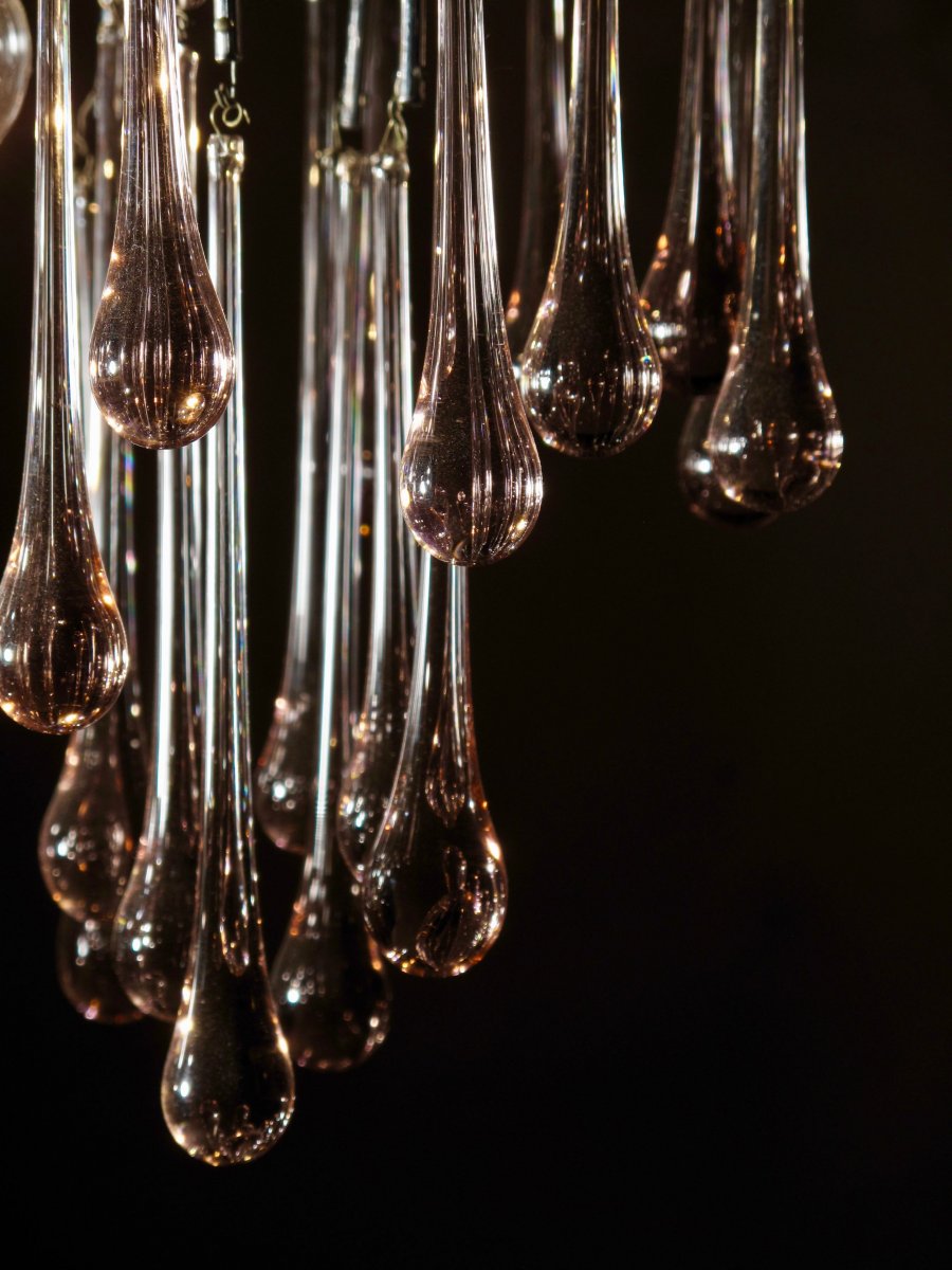 Murano Venini Drop Glass Chandelier, 1960s