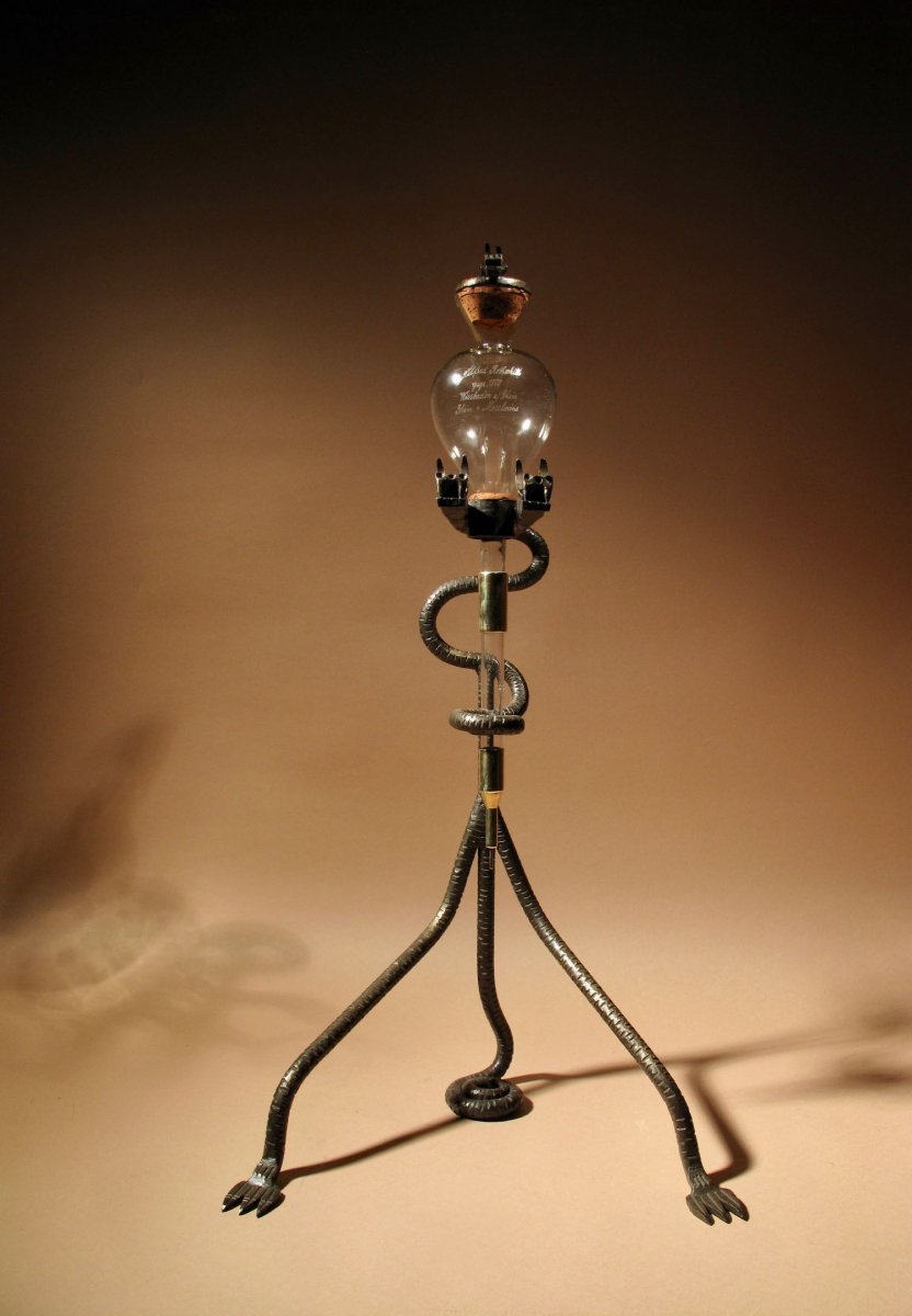 A Rare Art Deco Very Stylish Wrought Iron The Rothschild Wine Dispenser. Circa 1920-photo-4