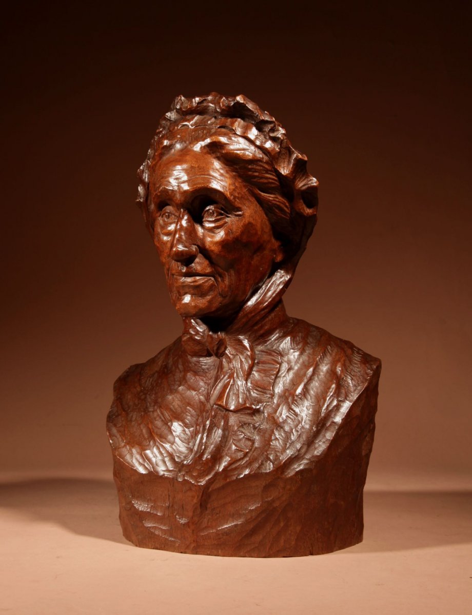 Un Beau Buste Expressif Sculpté an Bois  d'Une Femme, Signé B.tuerlinckx = Boudewijn Tuerlinckx (mechele-photo-4