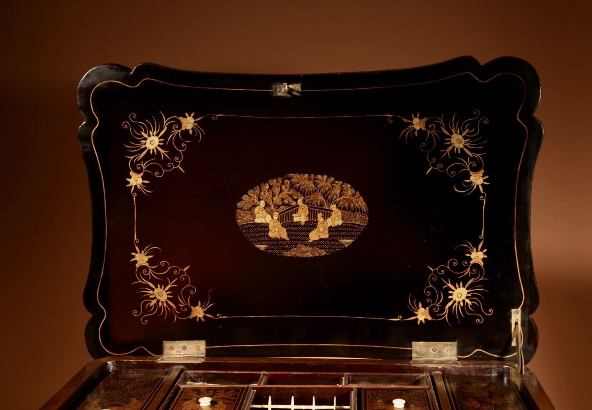 A Originally Lacquered Sewing/work Table Still With The Original Gold Paint Work, Chinese, 19th-photo-3