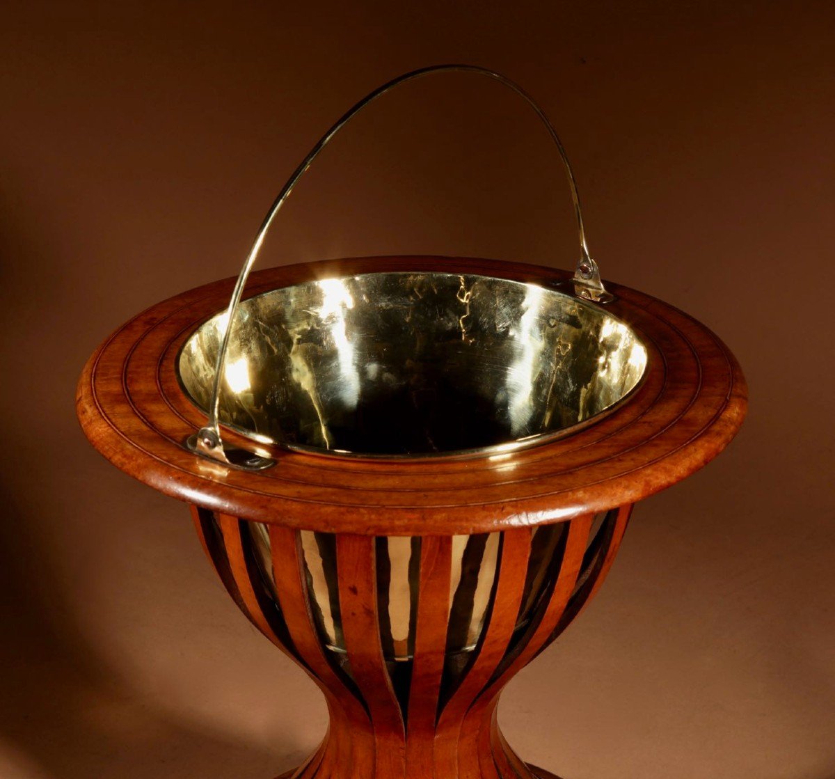 A Dutch Hourglass Shaped Original Inlayed Mahogany Theestoof (tea Stove) Jardinière.-photo-1