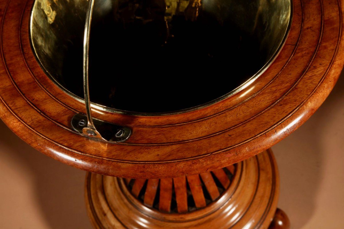 A Dutch Hourglass Shaped Original Inlayed Mahogany Theestoof (tea Stove) Jardinière.-photo-2