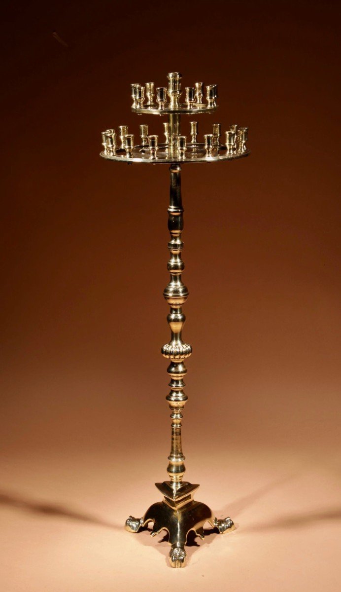 An Eastern European Brass Standing Candelabra 19th Century-photo-2