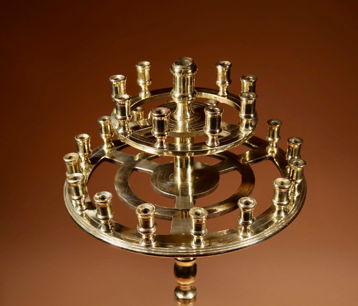 An Eastern European Brass Standing Candelabra 19th Century-photo-3