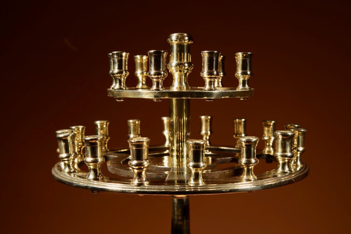 An Eastern European Brass Standing Candelabra 19th Century-photo-4