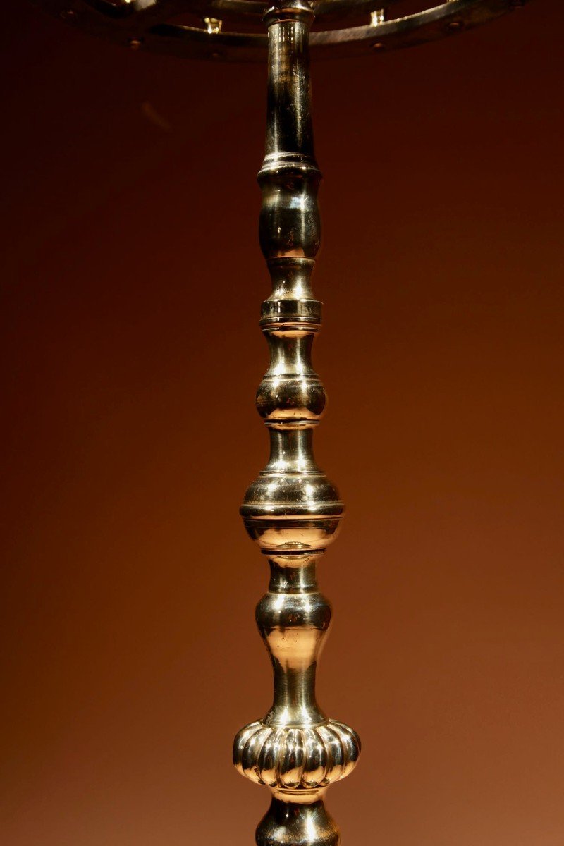 An Eastern European Brass Standing Candelabra 19th Century-photo-3