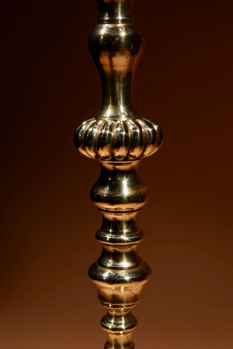 An Eastern European Brass Standing Candelabra 19th Century-photo-5