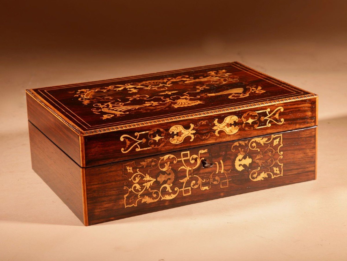 Beautiful Box Inlaid With Rosewood Marquetry.