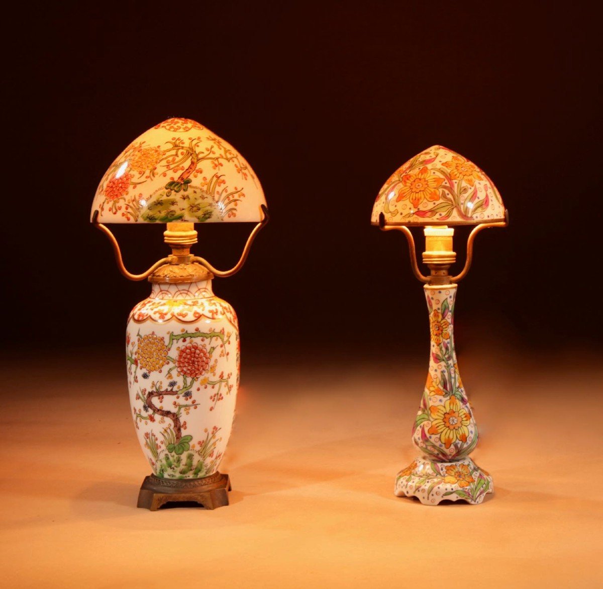 Lampe Champignon Art Nouveau/art Déco Desvres-gabriel Fourmaintraux Lampe De Table En Porcelain-photo-7