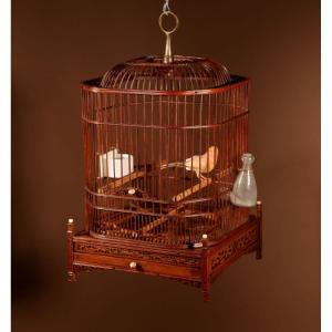 Véritable Ancienne Cage à Oiseaux Chinoise Insolite En Bambou Vers 1900.