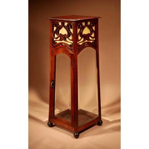 Art Nouveau / Jugendstil Very Rare And Beautiful Mahogany Display / Pedestal Cabinet. 