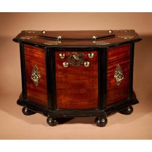 Dutch Colonial Hardwood And Solid Ebony Rare Small Chest.