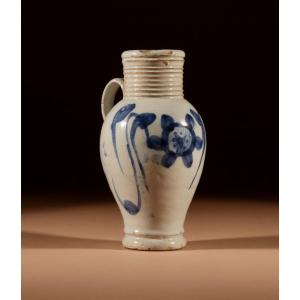 18th Century English Delft Earthenware Pitcher With Beautiful Glaze And Fresh Colors