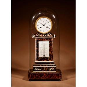 Beautiful And Rare French Pendule/mantel Clock With Thermometer Circa 1870.