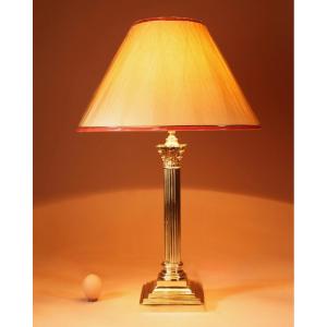 Lampe De Table En Laiton De Style Corinthien Vers 1910-30