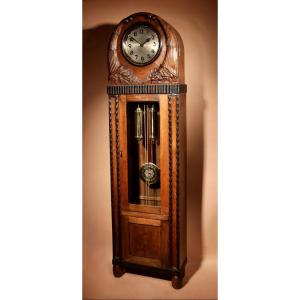 Jugendstil/ Art Deco Stylish Very Impressive Oak And Ebonised Longcase Clock.