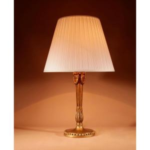 Louise Seize Style Carved And Original Gilded Table Lamp, Circa 1920. 