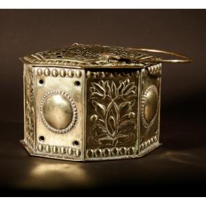Dutch Brass Footwarmer, Dated 1724