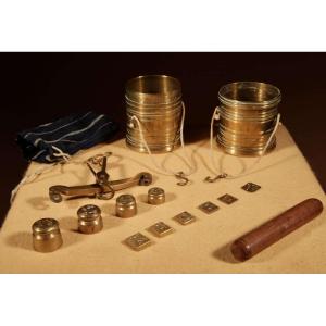Interesting And Rare Dutch Brass Bushel Balance Complete Set 1846. Of “2 N D Maatjes