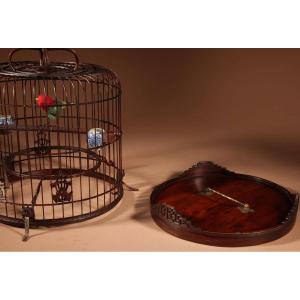 Fine Made And Carved Chinese Bamboo Bird Cage.