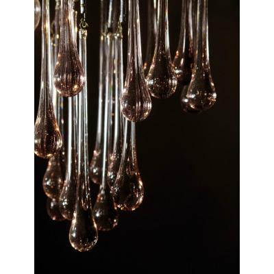 Murano Venini Drop Glass Chandelier, 1960s