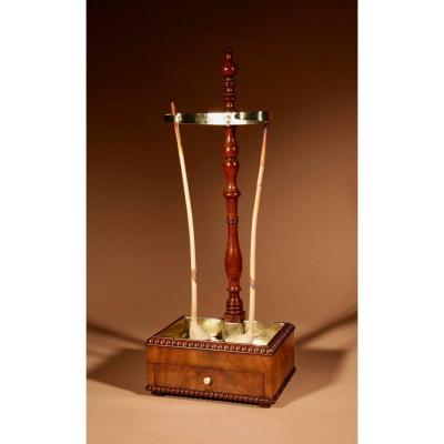 A Very Decorative And Rare Mahogany And Brass Clay Pipe Stand.