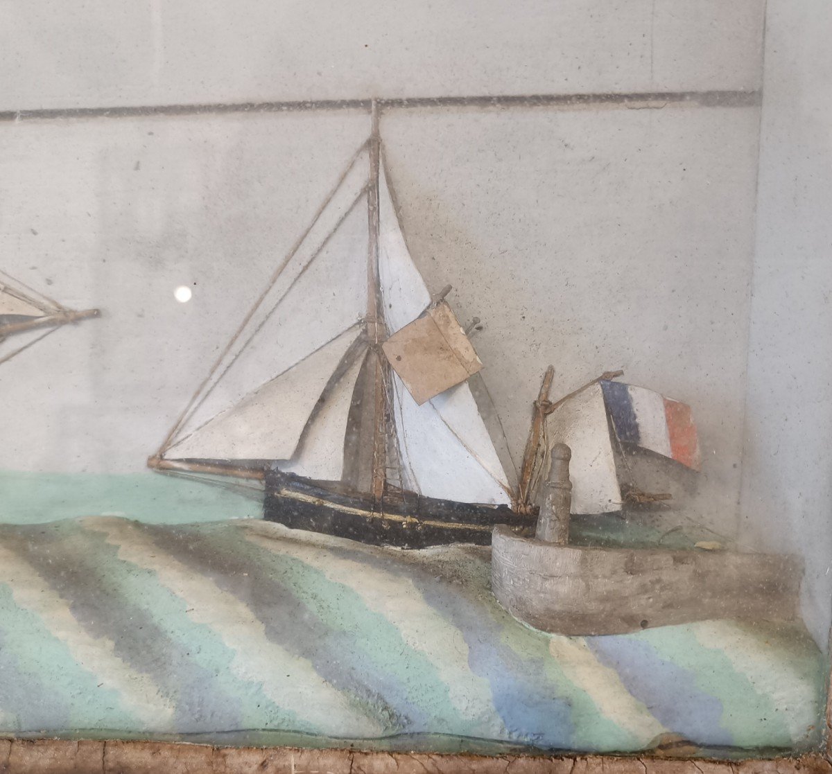 Grand Diorama De Marine, 3 Mats Et Bateau Pilote-photo-3