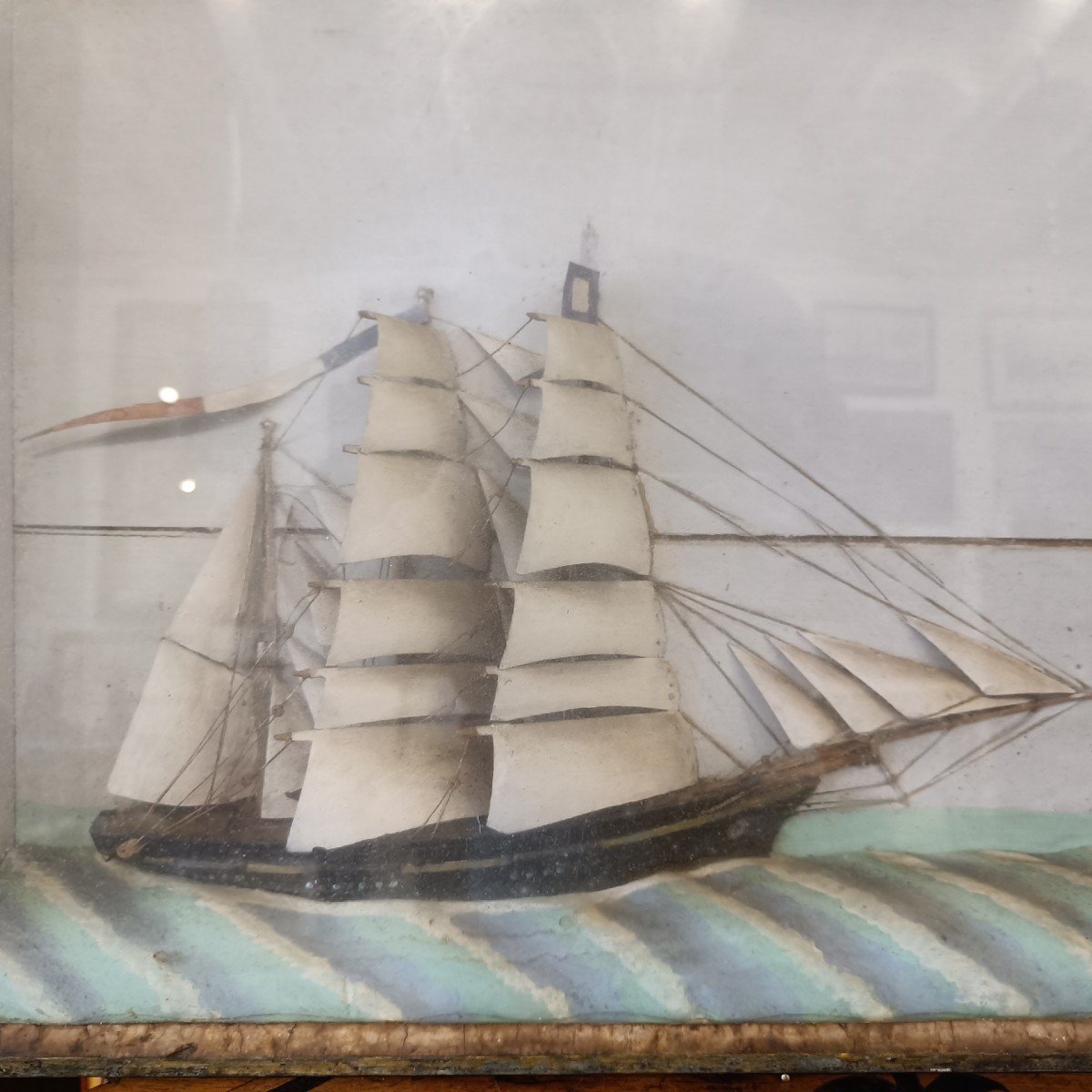Grand Diorama De Marine, 3 Mats Et Bateau Pilote-photo-4