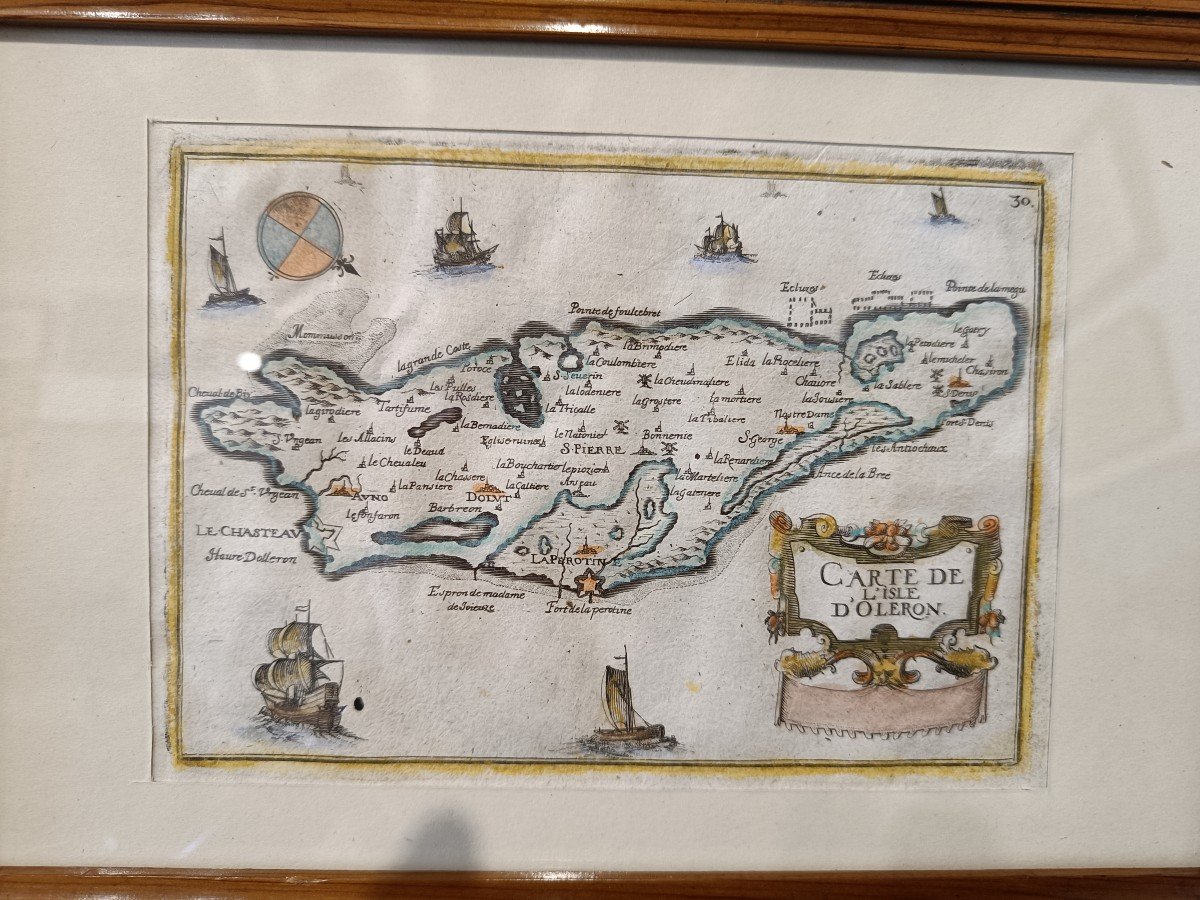 Tassin Watercolor Map Of The Island Of Oléron, 1634-photo-2