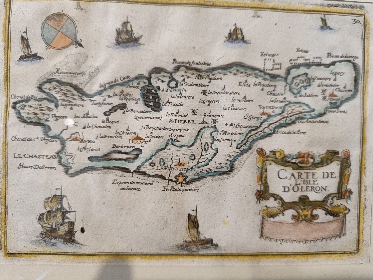 Tassin Watercolor Map Of The Island Of Oléron, 1634-photo-3