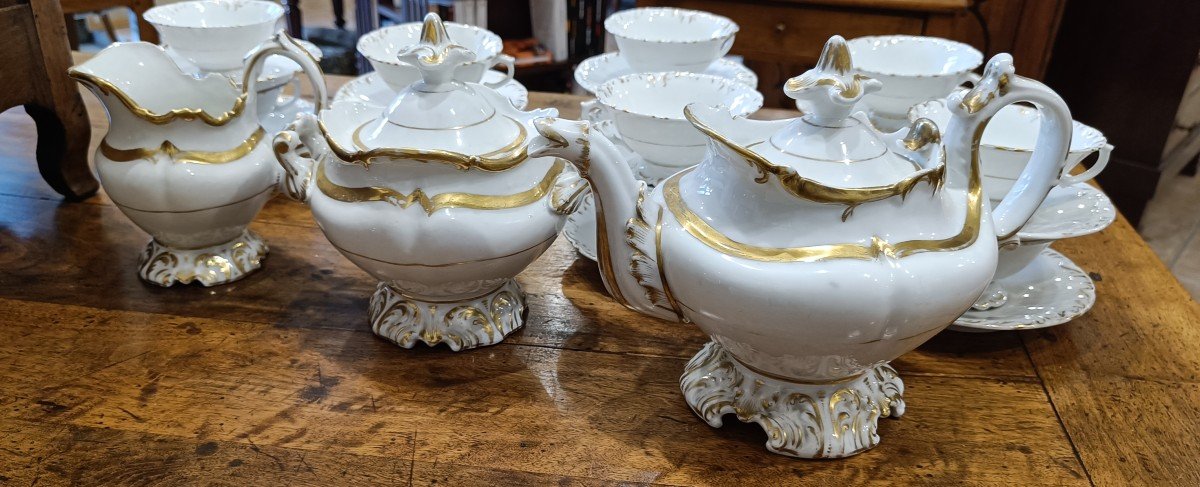 Service à Thé 19ème En Porcelaine De Paris-photo-2