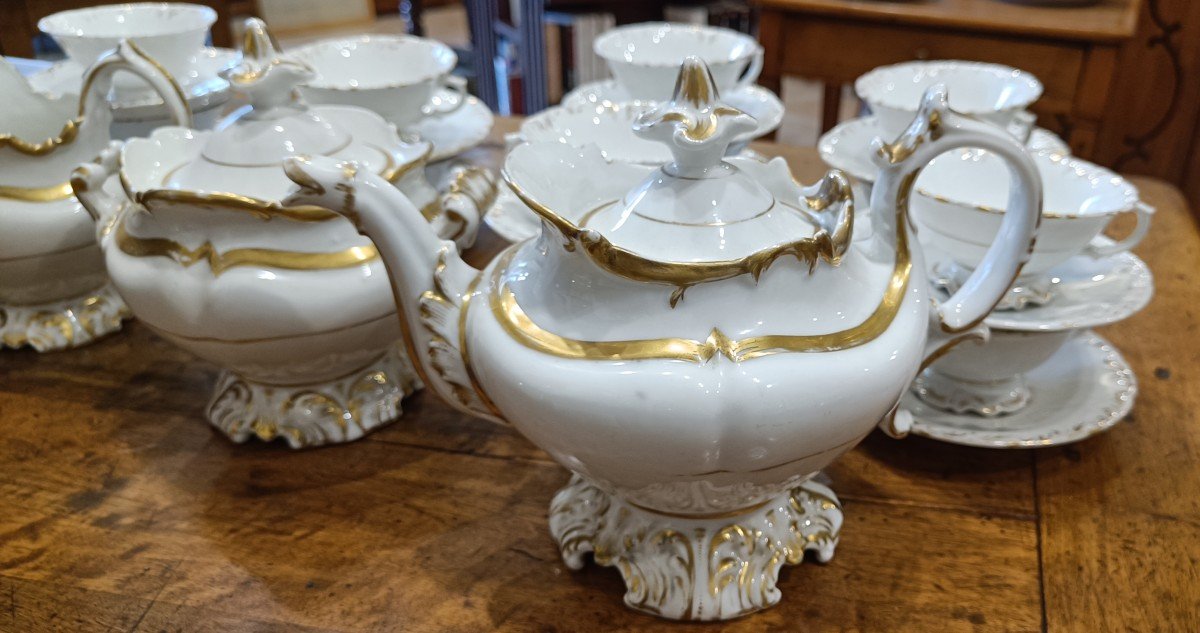 Service à Thé 19ème En Porcelaine De Paris-photo-3