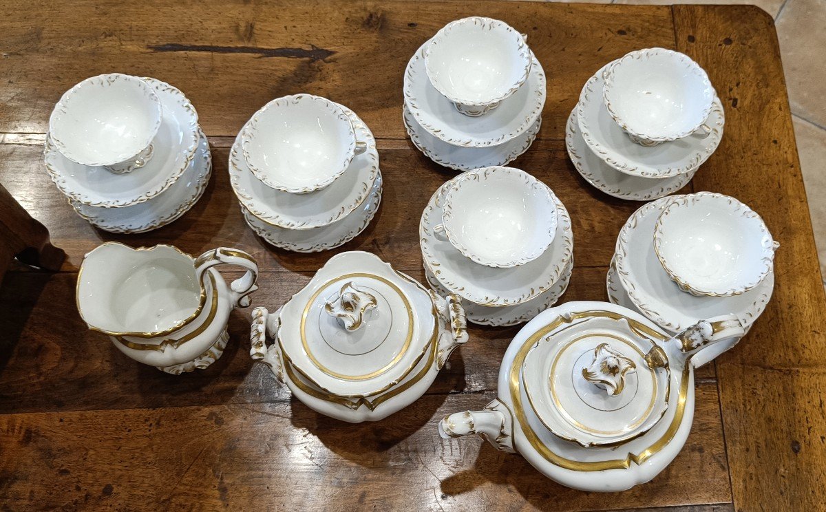Service à Thé 19ème En Porcelaine De Paris-photo-2