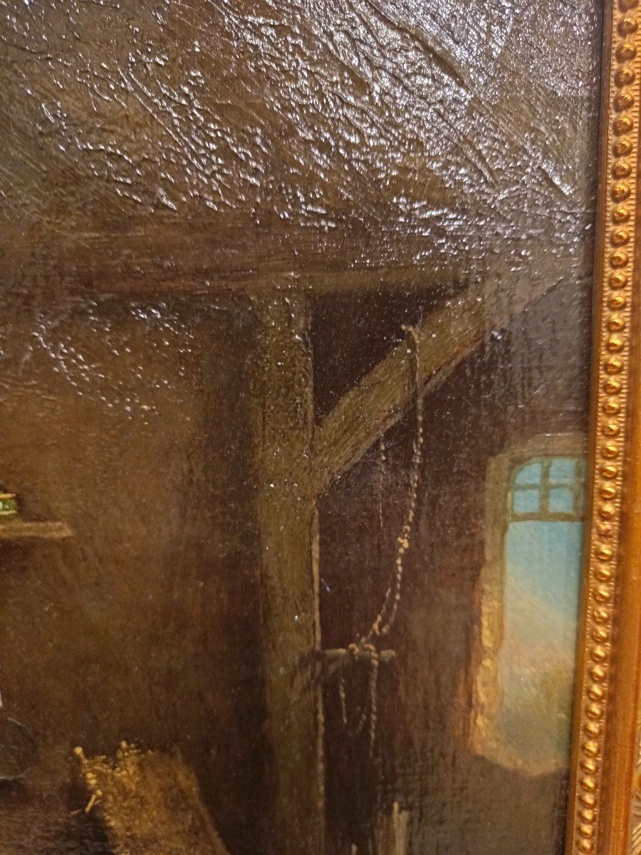 Prosper Ferey, Oil On Canvas, Kitchen Scene-photo-3