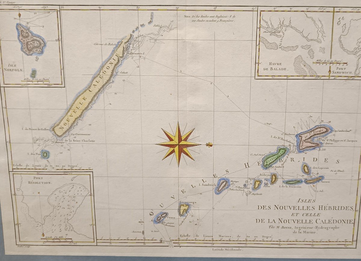 18th Century Watercolor Map Of The Islands Of New Caledonia And The New Hebrides, Good-photo-4