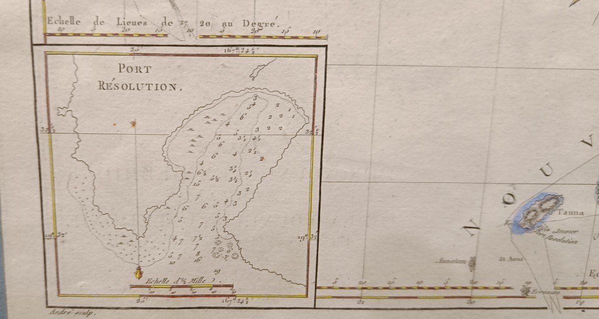 18th Century Watercolor Map Of The Islands Of New Caledonia And The New Hebrides, Good-photo-4