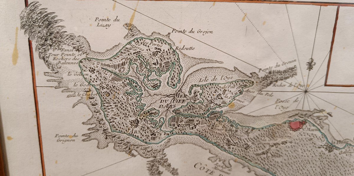 18th Century Watercolor Map Of The Ile De Ré By Le Rouge 1746-photo-3