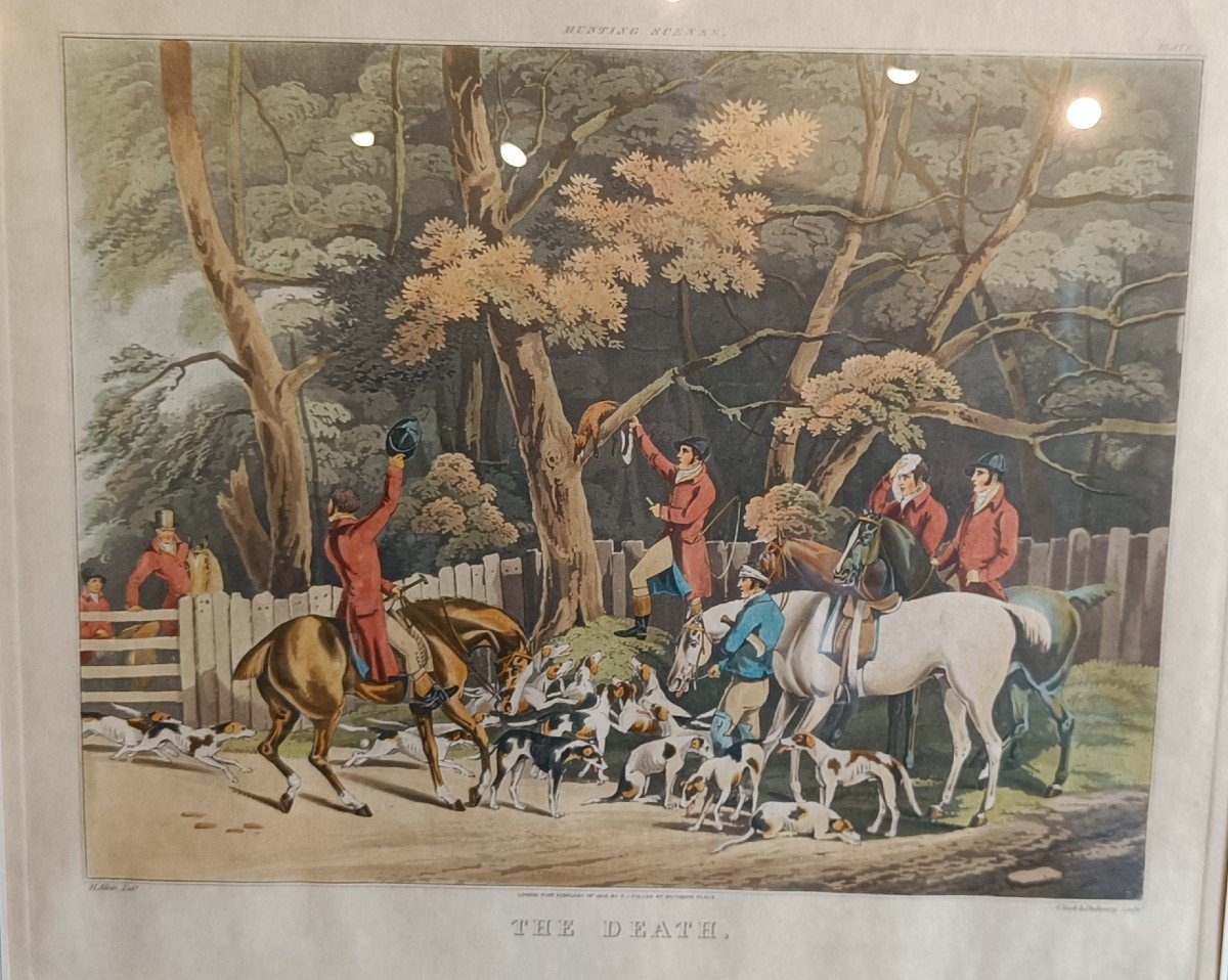 19th Century Framed Engraving, Hunting Scene "alkin, Clark And Dubourg"-photo-2