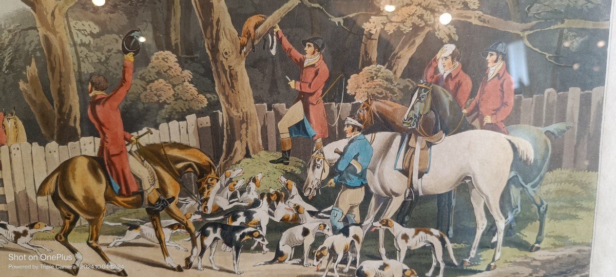 19th Century Framed Engraving, Hunting Scene "alkin, Clark And Dubourg"-photo-2